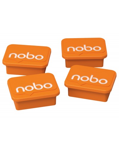 Iman nobo para pizarras magneticas color naranja blister de 4 unidades