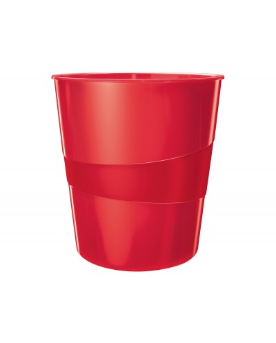 Papelera plastico leitz wow capacidad 15 litros color rojo