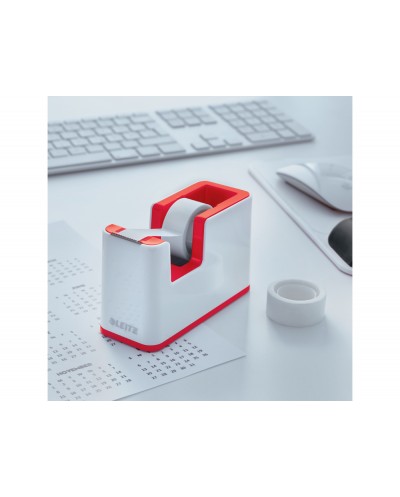 Portarrollo sobremesa leitz wow dual para cinta de 33 m color rojo blanco