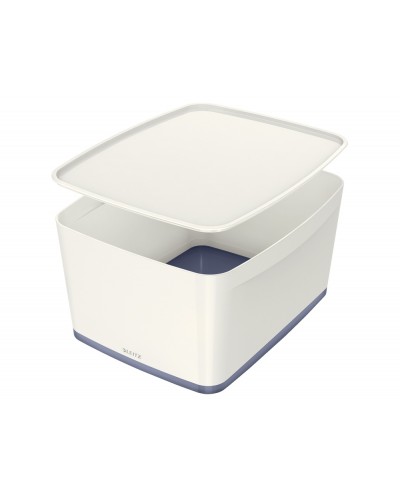 Caja de almacenamiento leitz mybox wow grande con tapa color blanco gris