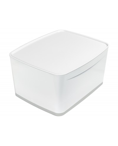 Caja de almacenamiento leitz mybox wow grande con tapa color blanco gris