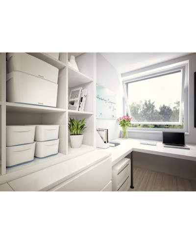 Caja de almacenamiento leitz mybox wow grande con tapa color blanco gris