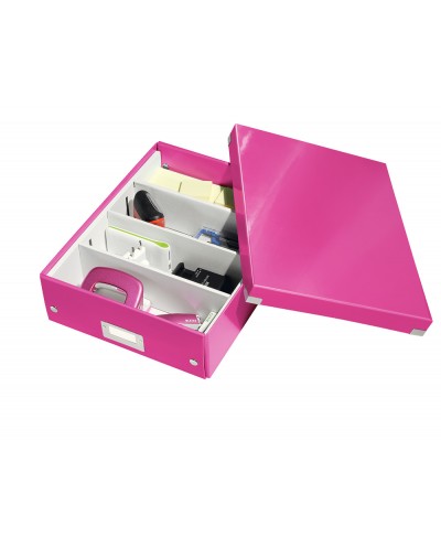 Caja de almacenamiento leitz click store universal mediana color fucsia 280x100x370 mm