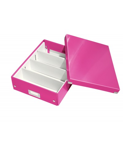 Caja de almacenamiento leitz click store universal mediana color fucsia 280x100x370 mm