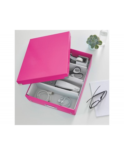 Caja de almacenamiento leitz click store universal mediana color fucsia 280x100x370 mm