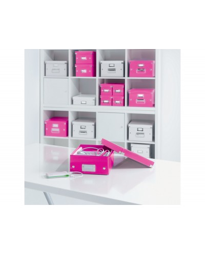 Caja de almacenamiento leitz click store universal mediana color fucsia 280x100x370 mm