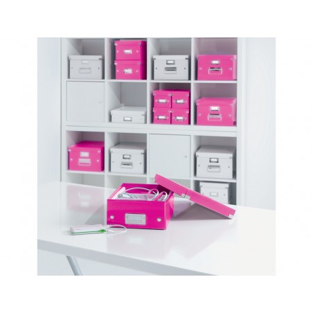 Caja de almacenamiento leitz click store universal mediana color fucsia 280x100x370 mm