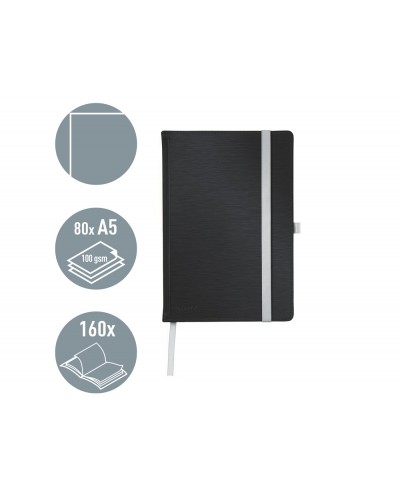 Cuaderno leitz style tapa dura din a5 80 hojas liso color negro satinado