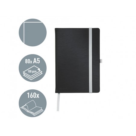 Cuaderno leitz style tapa dura din a5 80 hojas liso color negro satinado