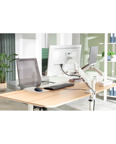 Brazo dual para monitor y portatil leitz ergo spacesaving color gris