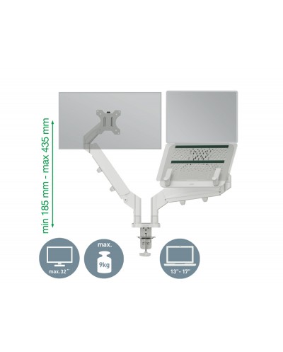 Brazo dual para monitor y portatil leitz ergo spacesaving color gris