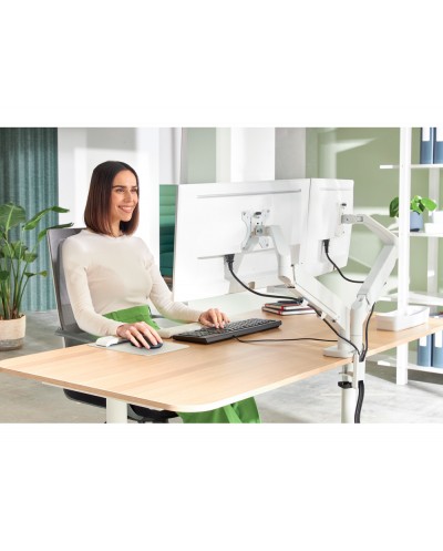 Brazo para monitor dual leitz ergo spacesaving color gris