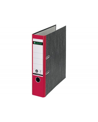 Archivador de palanca leitz carton jaspeado 180 din a4 lomo 80 mm rojo