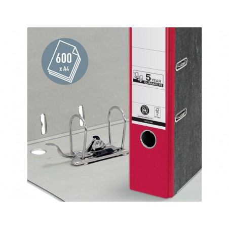 Archivador de palanca leitz carton jaspeado 180 din a4 lomo 80 mm rojo