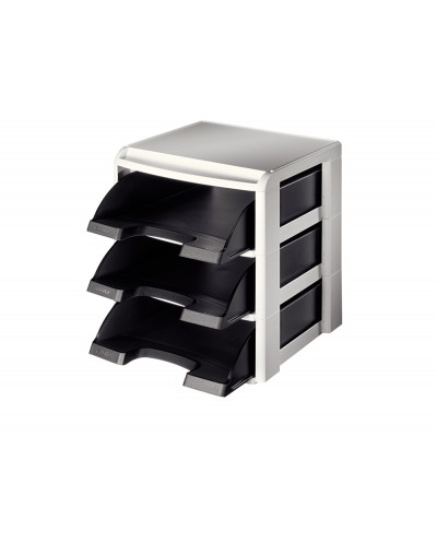 Bandeja sobremesa leitz plus modulo de 3 unidades color negro