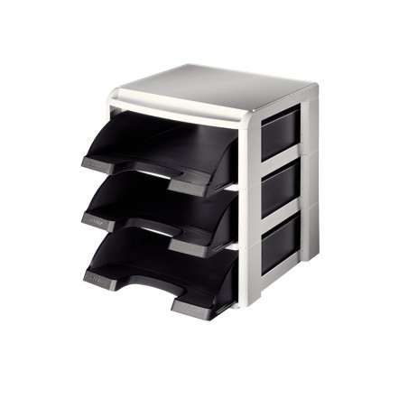 Bandeja sobremesa leitz plus modulo de 3 unidades color negro