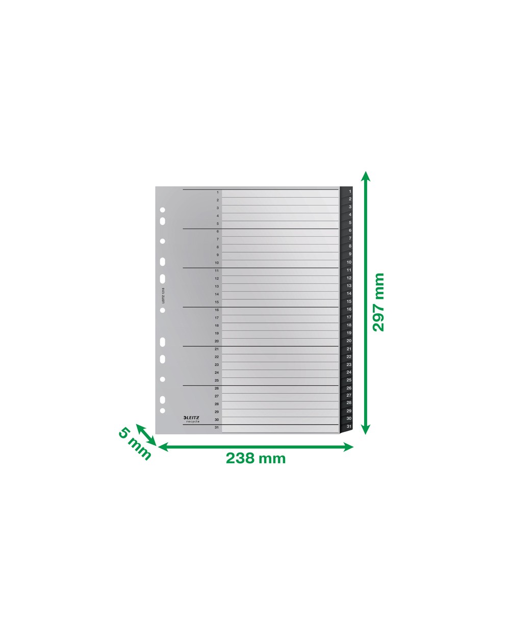 Separador numerico leitz recycle 1 31 din a4 maxi polipropileno reciclado 100 reciclable color negro