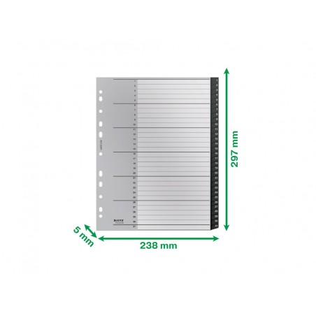 Separador numerico leitz recycle 1 31 din a4 maxi polipropileno reciclado 100 reciclable color negro