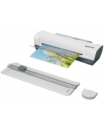 Set plastificadora leitz ilam home din a4 cizalla rodillo recortador de esquinas 5 bolsas plastificar