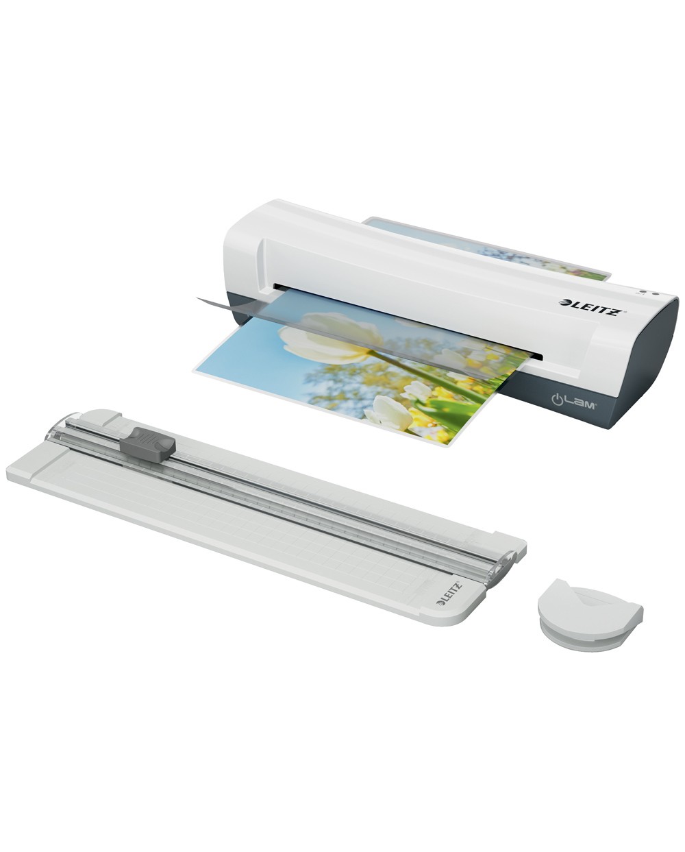 Set plastificadora leitz ilam home din a4 cizalla rodillo recortador de esquinas 5 bolsas plastificar