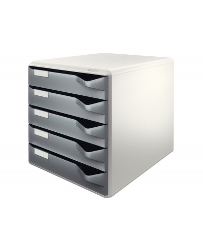 Fichero cajones de sobremesa leitz para correo 5 cajones color gris oscuro gris