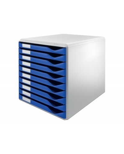 Fichero cajones de sobremesa leitz para formularios 10 cajones color azul gris