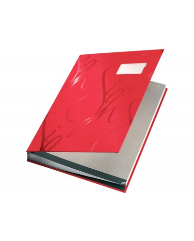 Portafirmas leitz sign 18 departamentos con fuelle acabado soft grip color rojo