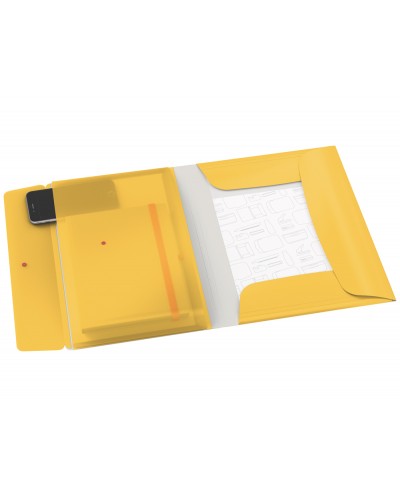 Carpeta leitz cosy gomas solapas y bolsillo interior con cierre polipropileno din a4 color amarillo