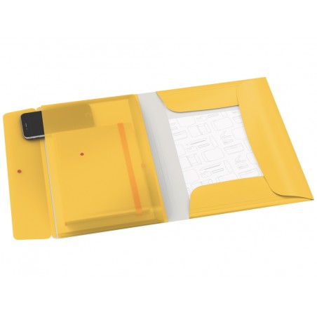 Carpeta leitz cosy gomas solapas y bolsillo interior con cierre polipropileno din a4 color amarillo