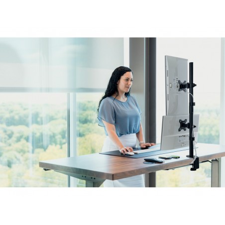Brazo kensington vertical para dos monitores 2 pantallas horizontal de hasta 32 y 29 en vertical