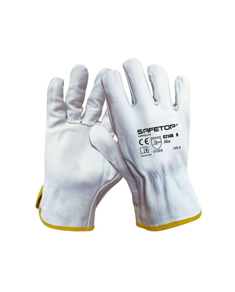 Guantes de piel safetop aba standard en388 100 c color blanco talla 8