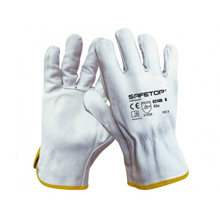 Guantes de piel safetop aba standard en388 100 c color blanco talla 8