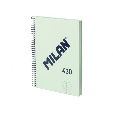 Cuaderno espiral milan serie 1918 din a5 80 hojas cuadro 5 mm color verde