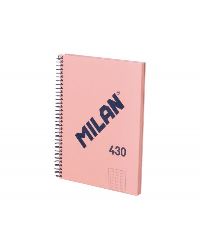 Cuaderno espiral milan serie 1918 din a5 80 hojas cuadro 5 mm color rosa