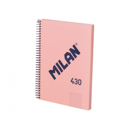 Cuaderno espiral milan serie 1918 din a5 80 hojas cuadro 5 mm color rosa