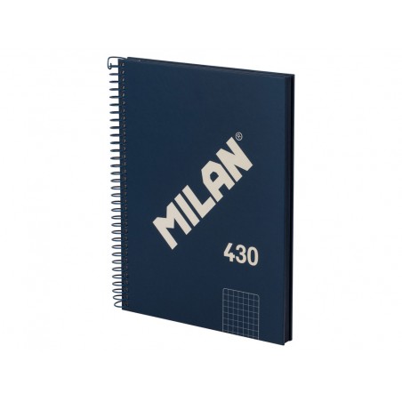 Cuaderno espiral milan serie 1918 din a5 80 hojas cuadro 5 mm color azul