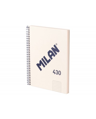 Cuaderno espiral milan serie 1918 din a5 80 hojas cuadro 5 mm color beig