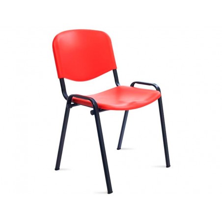 Silla rocada confidente estructura metalica respaldo y asiento en polimero color rojo