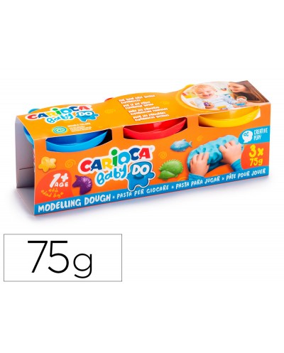 Pasta de modelar carioca baby dough bote 75 g set de 3 colores surtidos