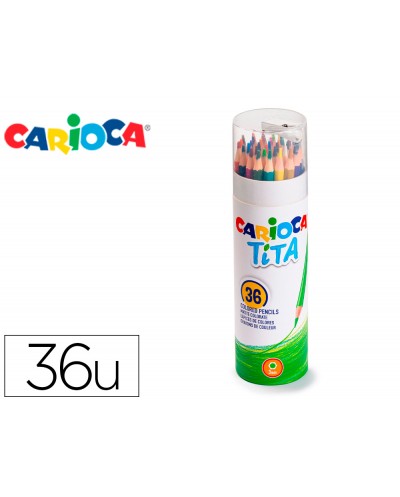 Lapices de colores carioca tita mina 3 mm tubo metal 36 colores surtidos sacapuntas