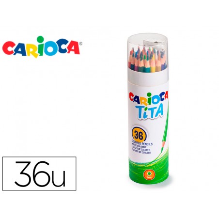 Lapices de colores carioca tita mina 3 mm tubo metal 36 colores surtidos sacapuntas