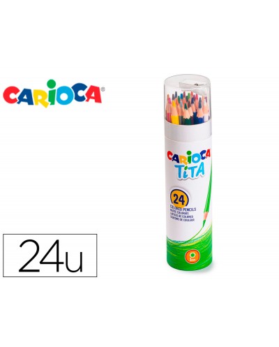 Lapices de colores carioca tita mina 3 mm tubo metal 24 colores surtidos sacapuntas