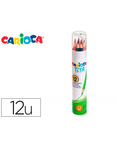 Lapices de colores carioca tita mina 3 mm tubo metal 12 colores surtidos sacapuntas