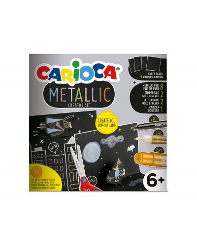 Set de dibujo carioca metallic pop up card creator 3d 17 piezas