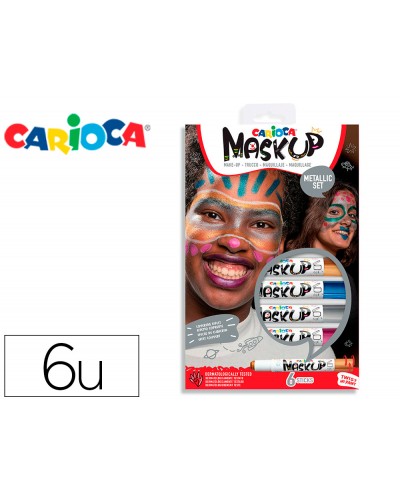 Barra de maquillaje carioca mask up metallic caja de 6 colores surtidos