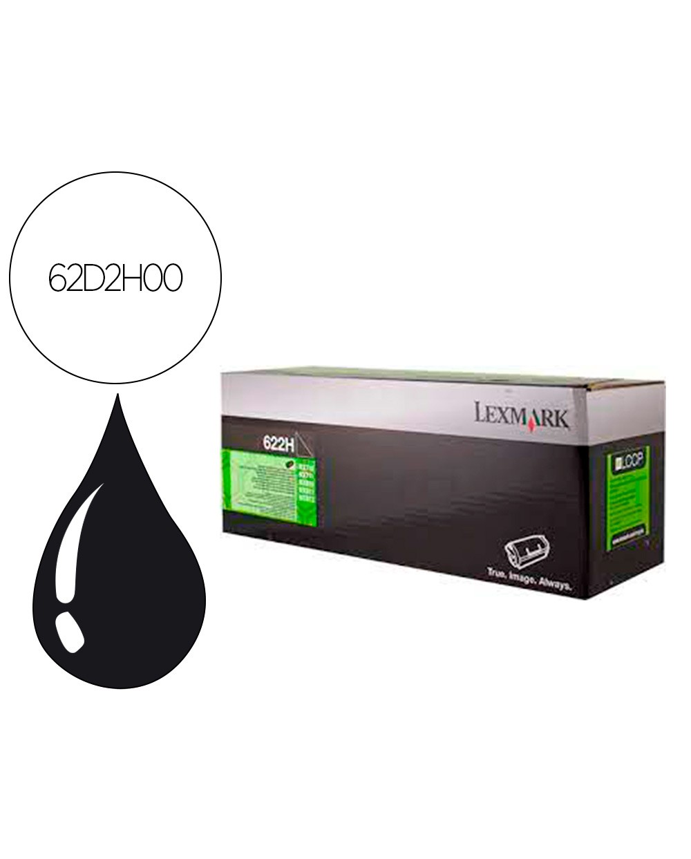 Toner laser lexmark 622h negro