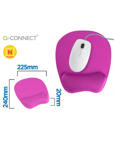 Alfombrilla para raton q connect con reposamunecas ergonomica de gel color violeta 225x240x20 mm