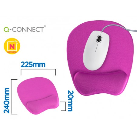 Alfombrilla para raton q connect con reposamunecas ergonomica de gel color violeta 225x240x20 mm