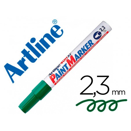 Rotulador artline marcador permanente ek 400 xf verde punta redonda 23 mm metal caucho y plastico