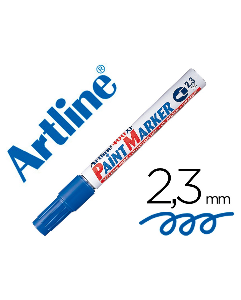 Rotulador artline marcador permanente ek 400 xf azul punta redonda 23 mm metal caucho y plastico